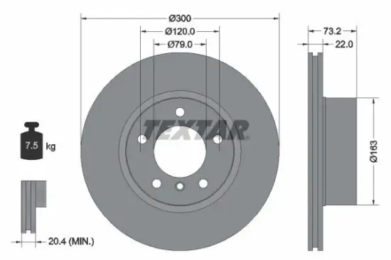 Bremsscheibe TEXTAR 92238505 Bild Bremsscheibe TEXTAR 92238505