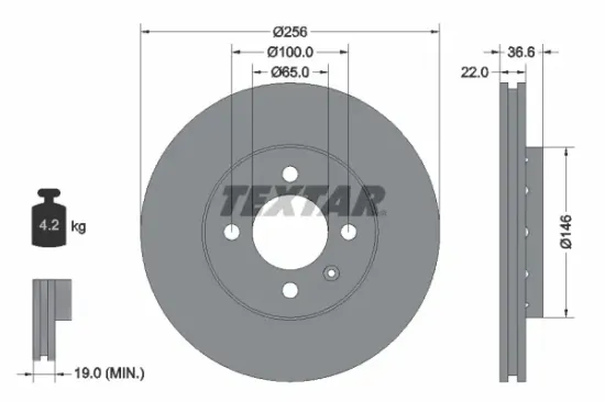 Bremsscheibe Vorderachse TEXTAR 92239403 Bild Bremsscheibe Vorderachse TEXTAR 92239403