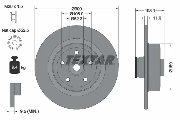 Bremsscheibe Hinterachse TEXTAR 92239603