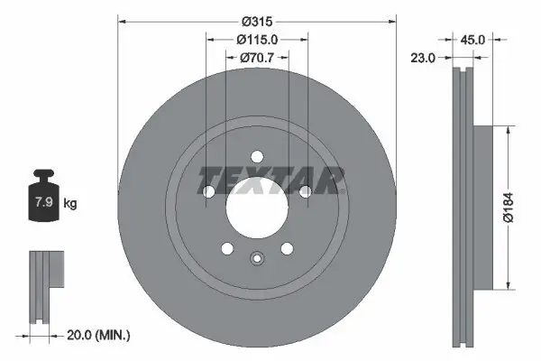 Bremsscheibe TEXTAR 92239803 Bild Bremsscheibe TEXTAR 92239803