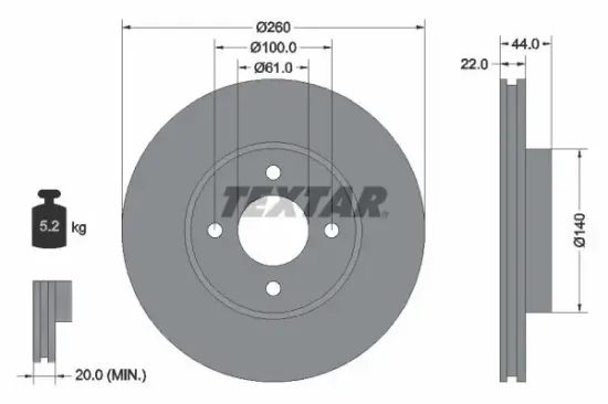 Bremsscheibe TEXTAR 92239903 Bild Bremsscheibe TEXTAR 92239903