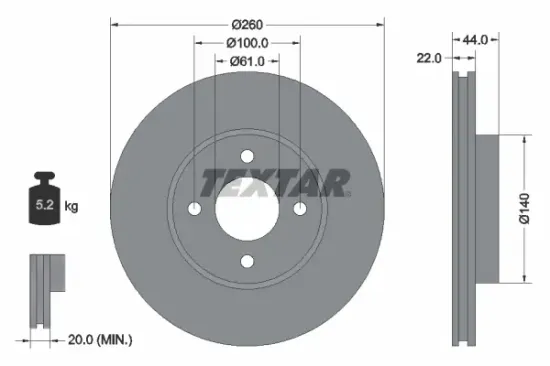 Bremsscheibe Vorderachse TEXTAR 92239903 Bild Bremsscheibe Vorderachse TEXTAR 92239903