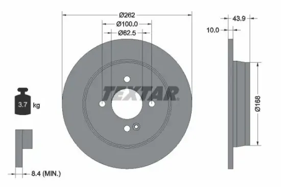 Bremsscheibe Hinterachse TEXTAR 92242203 Bild Bremsscheibe Hinterachse TEXTAR 92242203