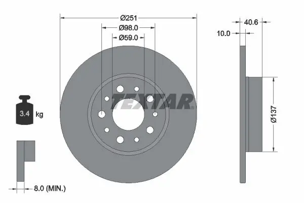 Bremsscheibe TEXTAR 92244303