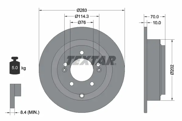 Bremsscheibe Hinterachse TEXTAR 92244403