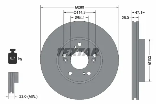 Bremsscheibe Vorderachse TEXTAR 92252503 Bild Bremsscheibe Vorderachse TEXTAR 92252503