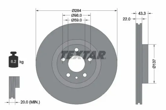 Bremsscheibe TEXTAR 92252803 Bild Bremsscheibe TEXTAR 92252803