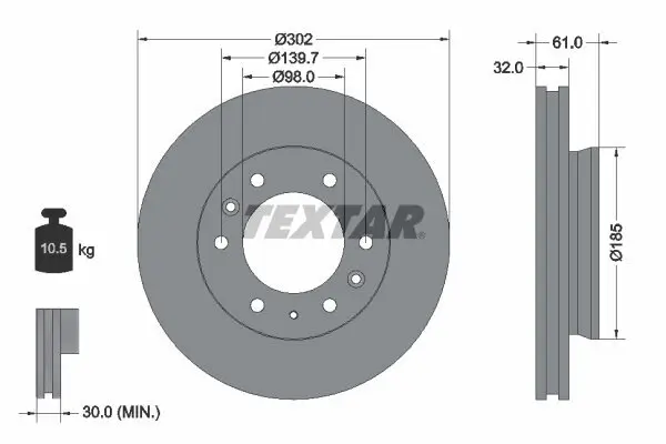 Bremsscheibe TEXTAR 92253403