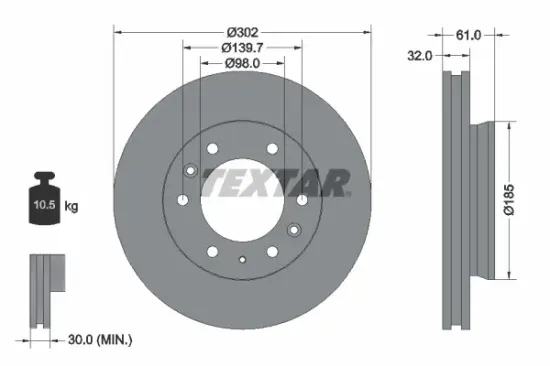 Bremsscheibe Vorderachse TEXTAR 92253403 Bild Bremsscheibe Vorderachse TEXTAR 92253403