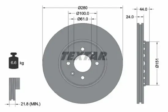 Bremsscheibe TEXTAR 92254603 Bild Bremsscheibe TEXTAR 92254603