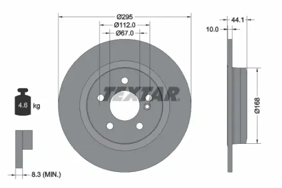 Bremsscheibe Hinterachse TEXTAR 92254903 Bild Bremsscheibe Hinterachse TEXTAR 92254903