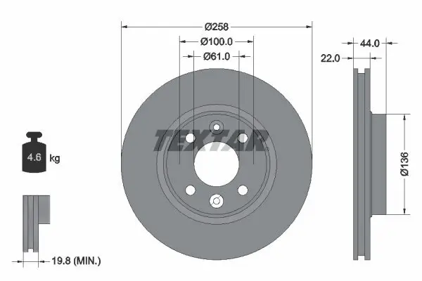 Bremsscheibe TEXTAR 92255203