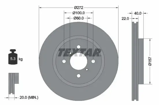 Bremsscheibe Vorderachse TEXTAR 92255303 Bild Bremsscheibe Vorderachse TEXTAR 92255303