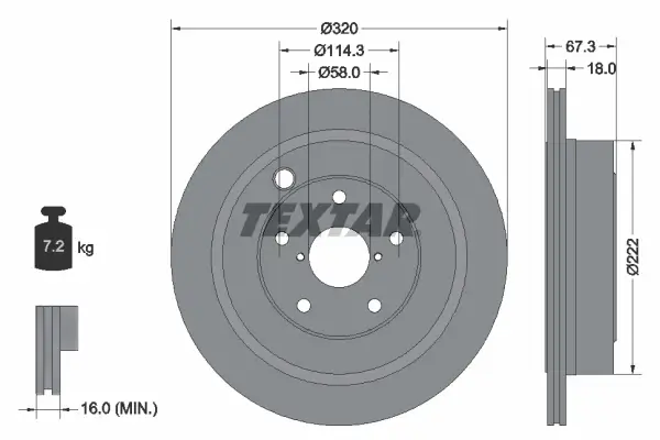 Bremsscheibe Hinterachse TEXTAR 92255903