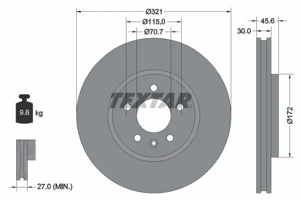 Bremsscheibe TEXTAR 92256803