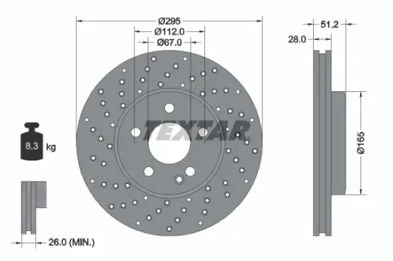 Bremsscheibe Vorderachse TEXTAR 92257505 Bild Bremsscheibe Vorderachse TEXTAR 92257505