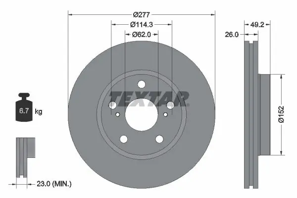 Bremsscheibe TEXTAR 92257703