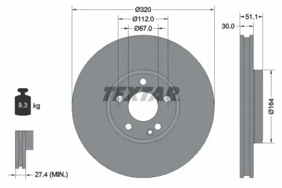 Bremsscheibe TEXTAR 92258003 Bild Bremsscheibe TEXTAR 92258003