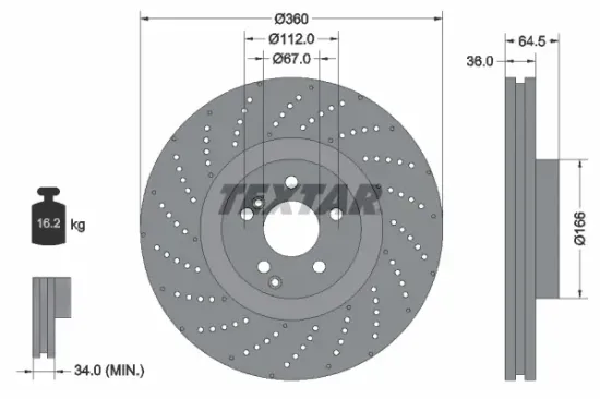 Bremsscheibe Vorderachse TEXTAR 92260305 Bild Bremsscheibe Vorderachse TEXTAR 92260305