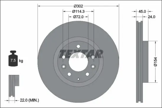 Bremsscheibe TEXTAR 92261503 Bild Bremsscheibe TEXTAR 92261503