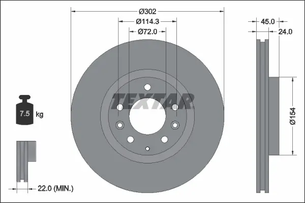 Bremsscheibe Vorderachse TEXTAR 92261503