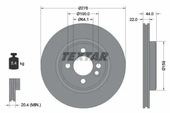 Bremsscheibe Vorderachse TEXTAR 92262403 Bild Bremsscheibe Vorderachse TEXTAR 92262403