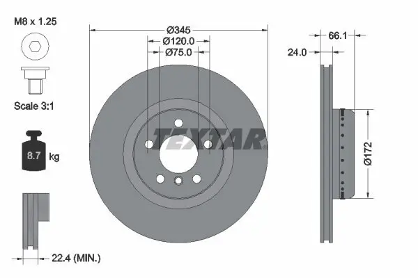 Bremsscheibe TEXTAR 92265125