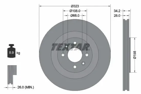 Bremsscheibe Vorderachse TEXTAR 92267103 Bild Bremsscheibe Vorderachse TEXTAR 92267103