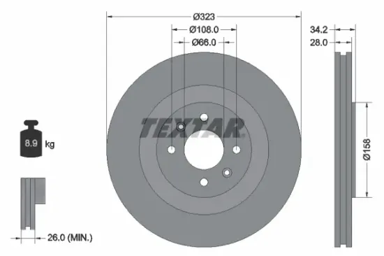 Bremsscheibe Vorderachse TEXTAR 92267103 Bild Bremsscheibe Vorderachse TEXTAR 92267103