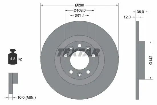 Bremsscheibe Hinterachse TEXTAR 92267303 Bild Bremsscheibe Hinterachse TEXTAR 92267303