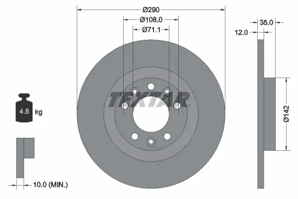 Bremsscheibe Hinterachse TEXTAR 92267303