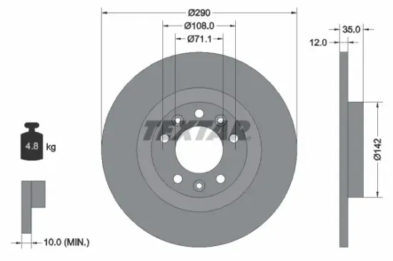 Bremsscheibe Hinterachse TEXTAR 92267303 Bild Bremsscheibe Hinterachse TEXTAR 92267303