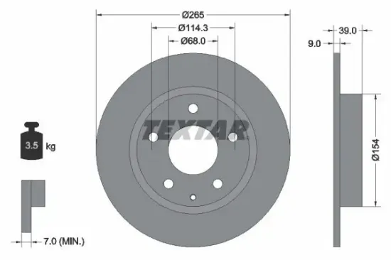 Bremsscheibe Hinterachse TEXTAR 92267703 Bild Bremsscheibe Hinterachse TEXTAR 92267703