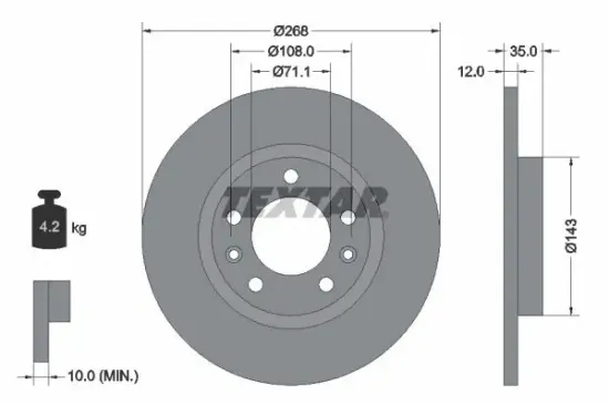 Bremsscheibe TEXTAR 92268003 Bild Bremsscheibe TEXTAR 92268003