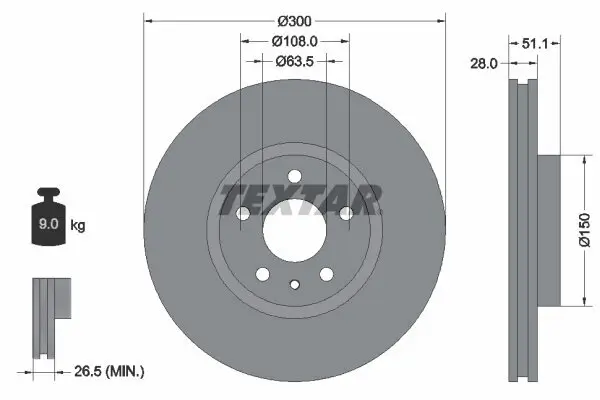 Bremsscheibe TEXTAR 92268605