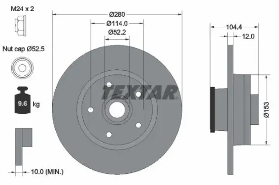 Bremsscheibe Hinterachse TEXTAR 92268903 Bild Bremsscheibe Hinterachse TEXTAR 92268903