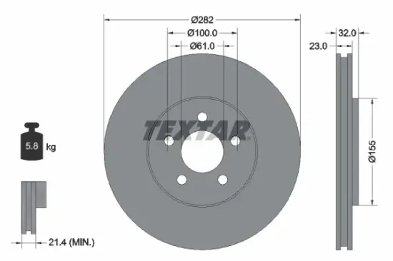 Bremsscheibe Vorderachse TEXTAR 92269303 Bild Bremsscheibe Vorderachse TEXTAR 92269303