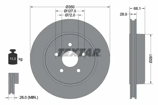 Bremsscheibe Hinterachse TEXTAR 92269803 Bild Bremsscheibe Hinterachse TEXTAR 92269803