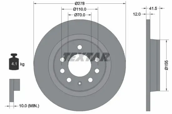 Bremsscheibe Hinterachse TEXTAR 92270503 Bild Bremsscheibe Hinterachse TEXTAR 92270503