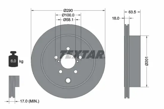 Bremsscheibe Hinterachse TEXTAR 92270903 Bild Bremsscheibe Hinterachse TEXTAR 92270903
