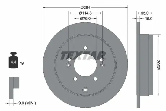 Bremsscheibe Hinterachse TEXTAR 92271003 Bild Bremsscheibe Hinterachse TEXTAR 92271003