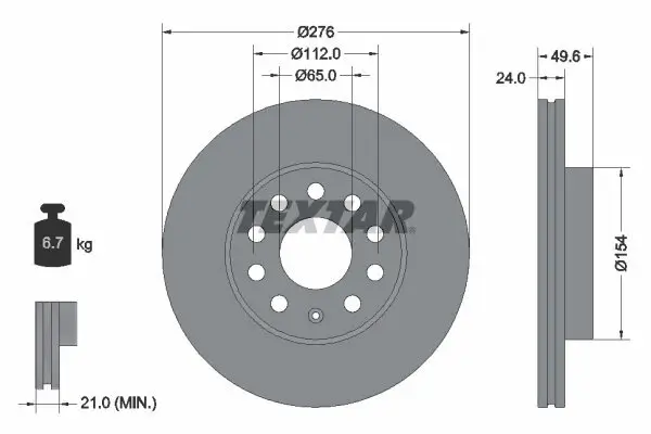 Bremsscheibe TEXTAR 92271905