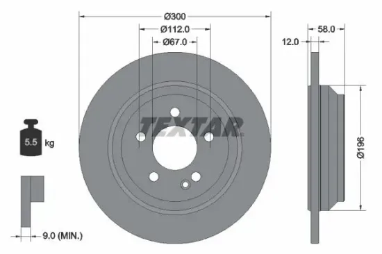 Bremsscheibe Hinterachse TEXTAR 92272703 Bild Bremsscheibe Hinterachse TEXTAR 92272703