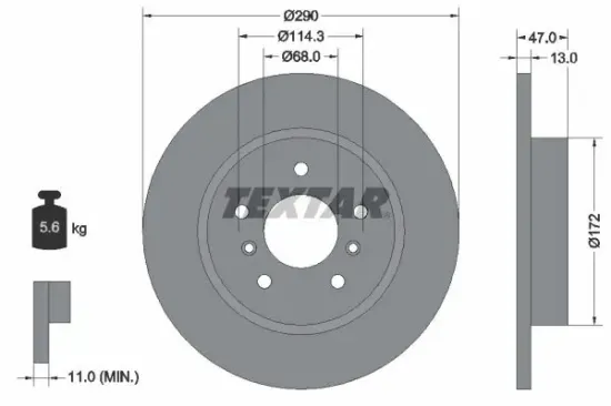 Bremsscheibe Hinterachse TEXTAR 92274003 Bild Bremsscheibe Hinterachse TEXTAR 92274003