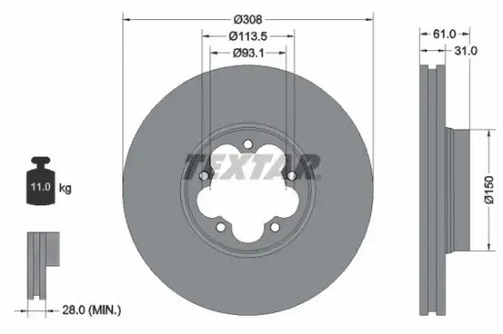 Bremsscheibe TEXTAR 92274303 Bild Bremsscheibe TEXTAR 92274303