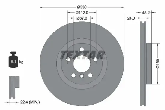 Bremsscheibe Vorderachse TEXTAR 92274405 Bild Bremsscheibe Vorderachse TEXTAR 92274405