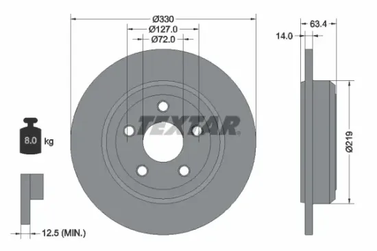 Bremsscheibe Hinterachse TEXTAR 92274703 Bild Bremsscheibe Hinterachse TEXTAR 92274703