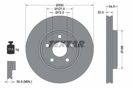 Bremsscheibe Vorderachse TEXTAR 92274803 Bild Bremsscheibe Vorderachse TEXTAR 92274803