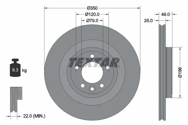 Bremsscheibe Hinterachse TEXTAR 92278403