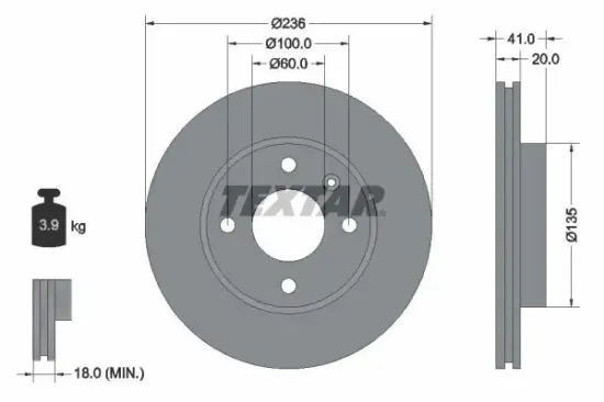 Bremsscheibe Vorderachse TEXTAR 92278703 Bild Bremsscheibe Vorderachse TEXTAR 92278703